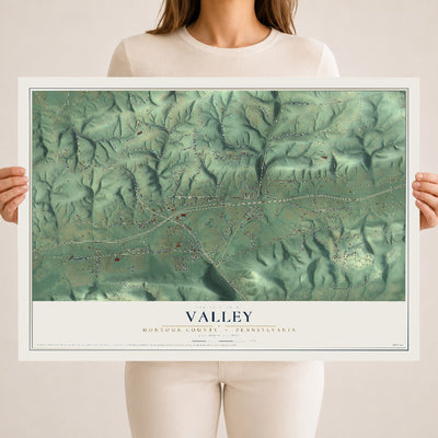 Map of Valley, Montour County, Pennsylvania, 18 x 24 inch unframed archival matte print