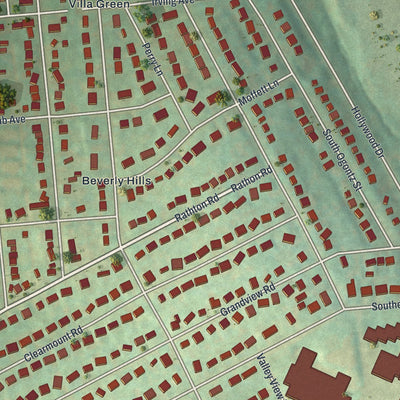 Close-up of the map of Valley View, Pennsylvania print showing street and building detail