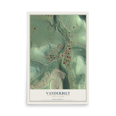 Map of Vanderbilt, Pennsylvania, 12 x 18 inch unframed archival matte print