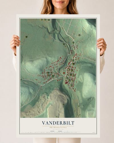 Map of Vanderbilt, Pennsylvania, 24 x 36 inch unframed archival matte print