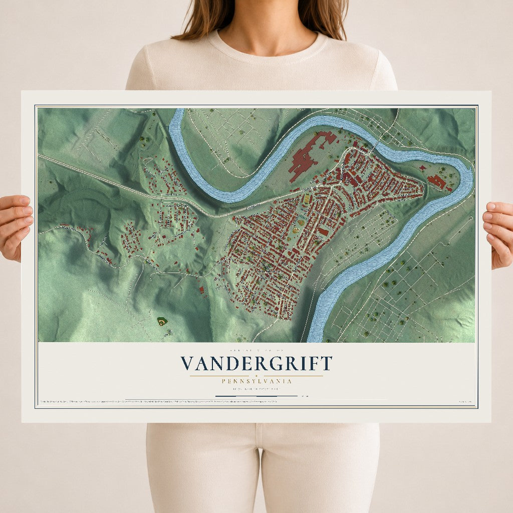 Map of Vandergrift, Pennsylvania, 18 x 24 inch unframed archival matte print