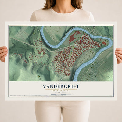 Map of Vandergrift, Pennsylvania, 18 x 24 inch unframed archival matte print