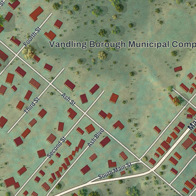 Close-up of the map of Vandling, Pennsylvania print showing street and building detail
