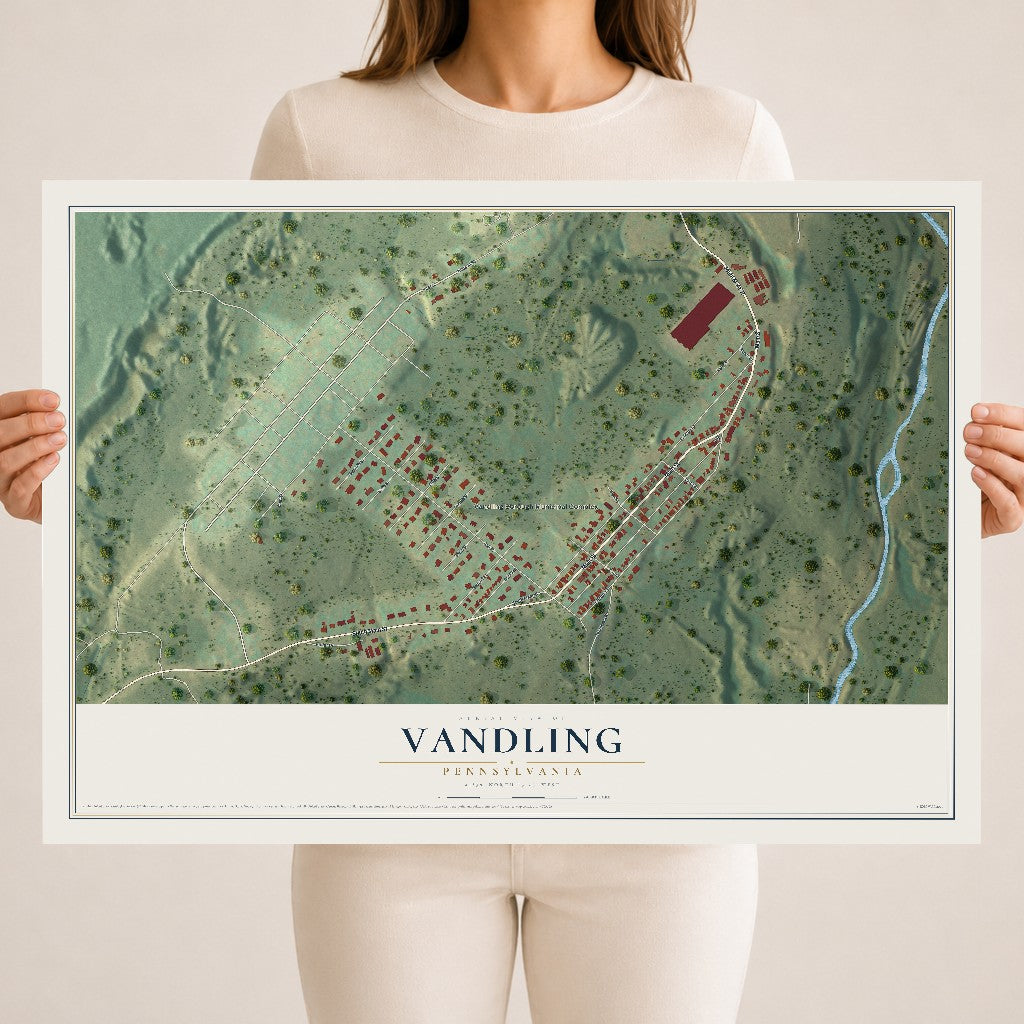 Map of Vandling, Pennsylvania, 18 x 24 inch unframed archival matte print