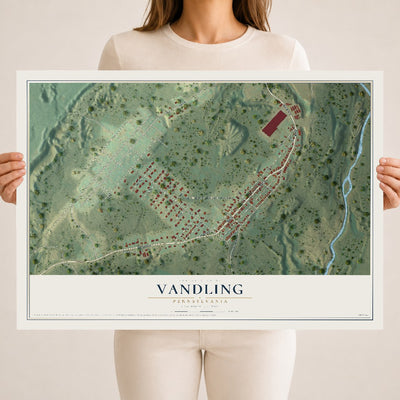Map of Vandling, Pennsylvania, 18 x 24 inch unframed archival matte print