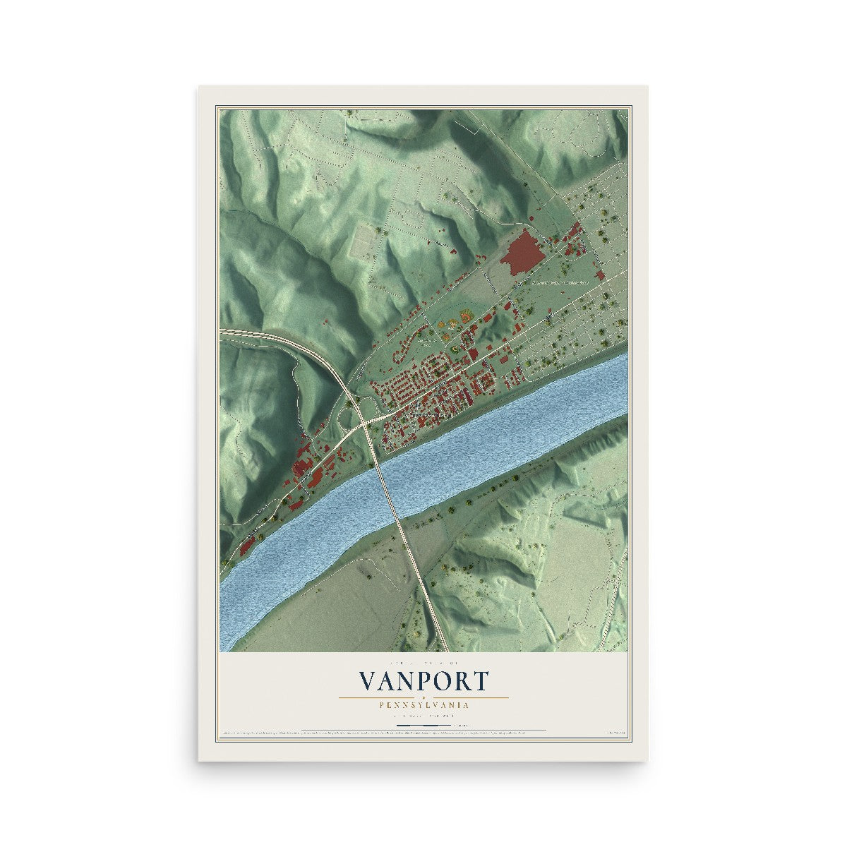 Map of Vanport, Pennsylvania, 12 x 18 inch unframed archival matte print