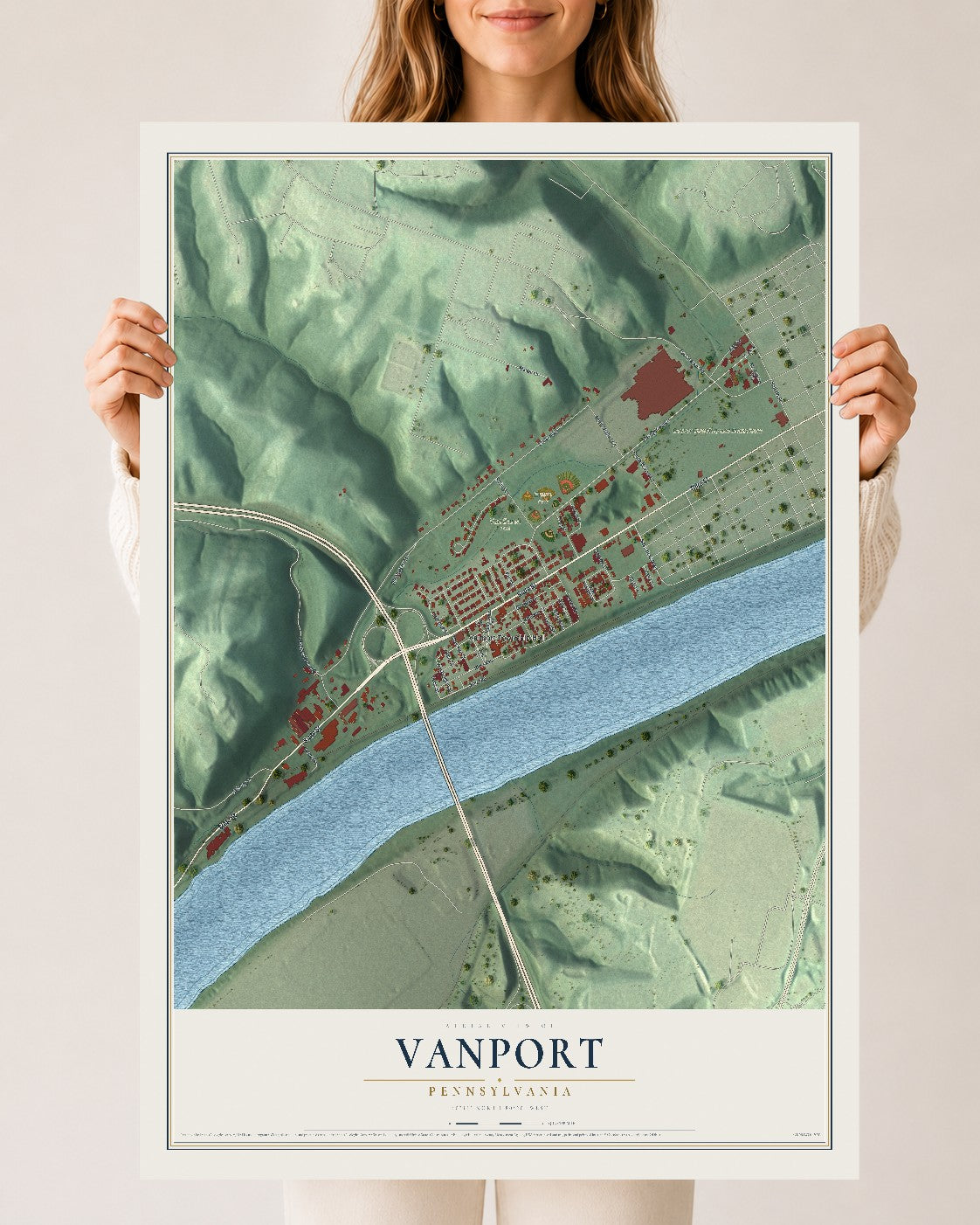 Map of Vanport, Pennsylvania, 24 x 36 inch unframed archival matte print