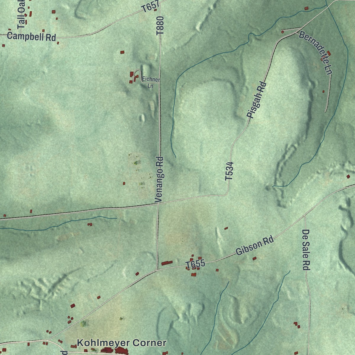 Second close-up of the map of Venango, Butler County, Pennsylvania print showing more streets and buildings