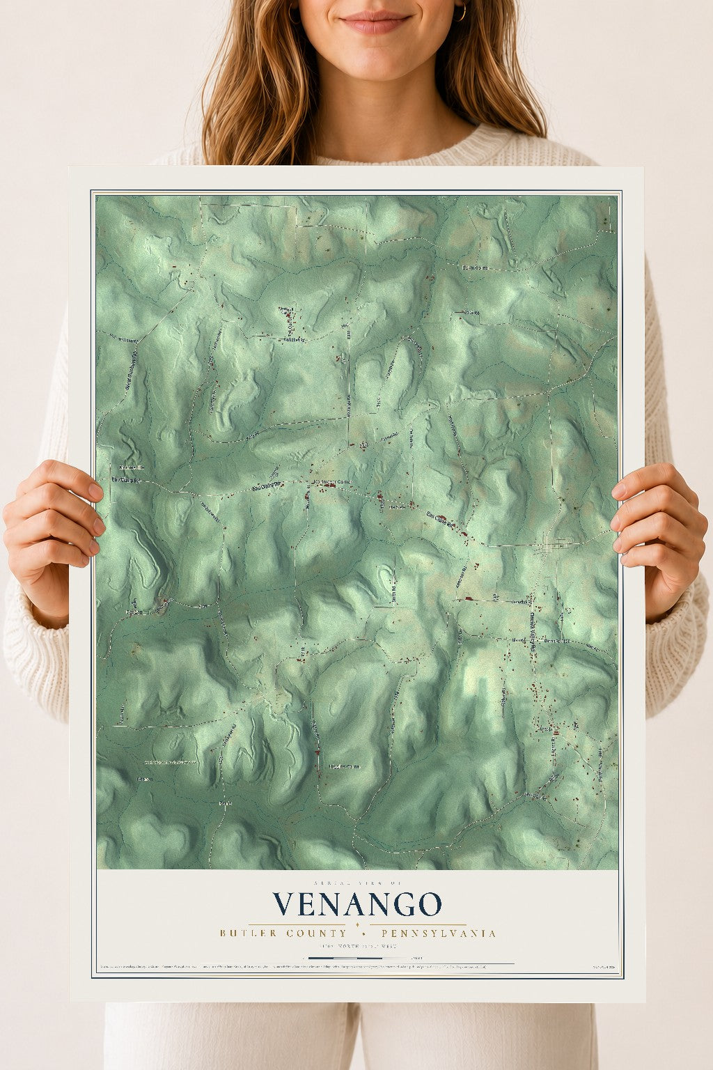 Map of Venango, Butler County, Pennsylvania, 18 x 24 inch unframed archival matte print