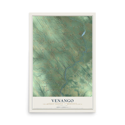 Map of Venango, Crawford County, Pennsylvania, 12 x 18 inch unframed archival matte print