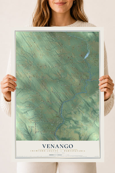 Map of Venango, Crawford County, Pennsylvania, 18 x 24 inch unframed archival matte print