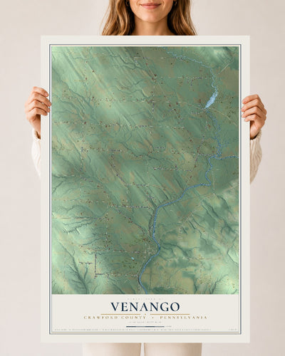 Map of Venango, Crawford County, Pennsylvania, 24 x 36 inch unframed archival matte print