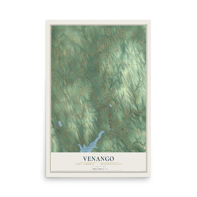 Map of Venango, Erie County, Pennsylvania, 12 x 18 inch unframed archival matte print