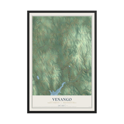 Map of Venango, Erie County, Pennsylvania, 12 x 18 inch print in a black wood frame