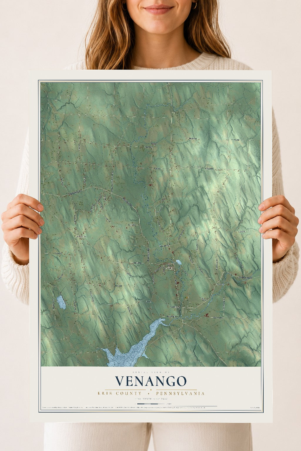 Map of Venango, Erie County, Pennsylvania, 18 x 24 inch unframed archival matte print