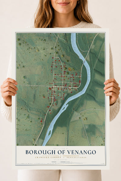 Map of the Borough of Venango, Crawford County, Pennsylvania, 18 x 24 inch unframed archival matte print
