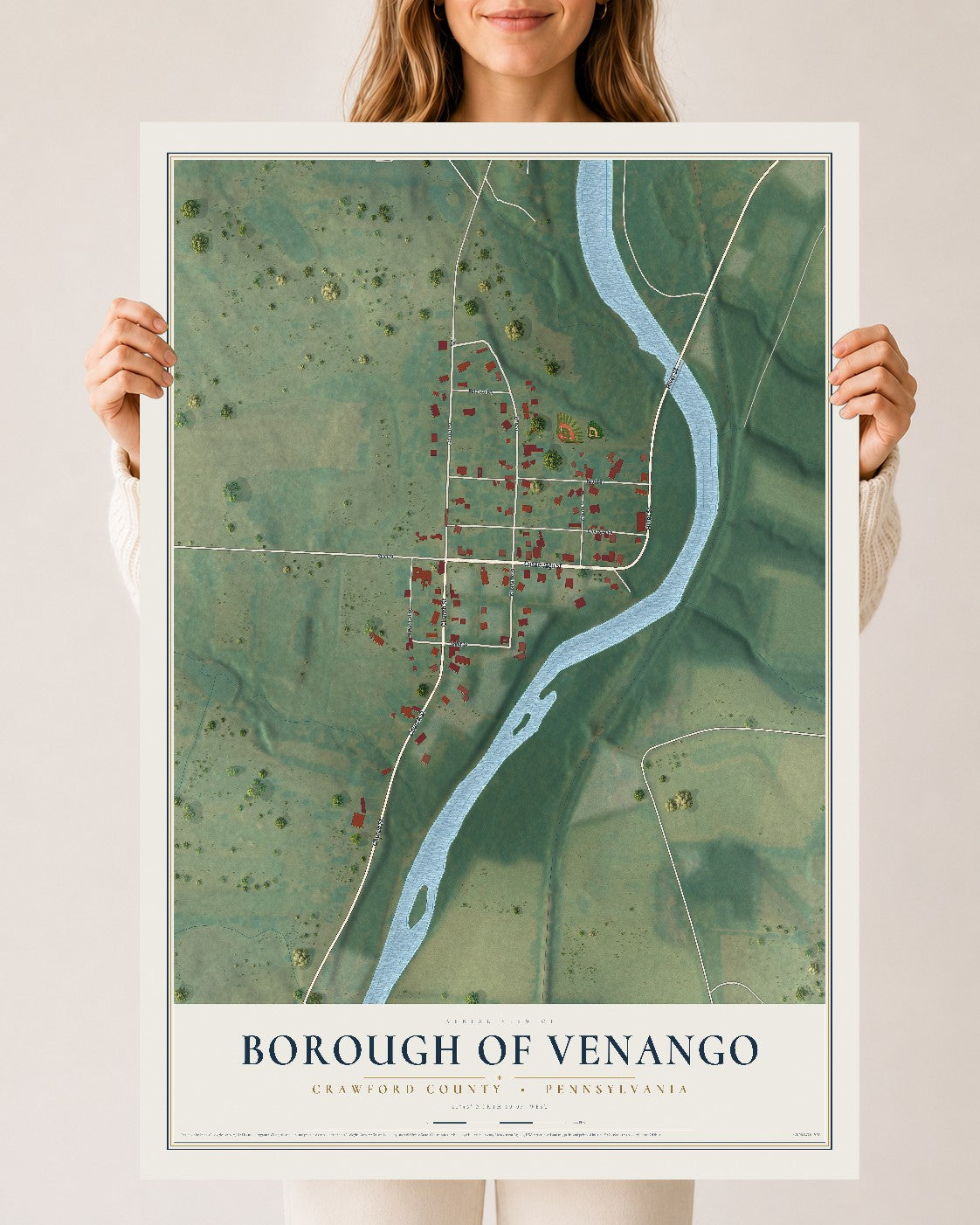 Map of the Borough of Venango, Crawford County, Pennsylvania, 24 x 36 inch unframed archival matte print