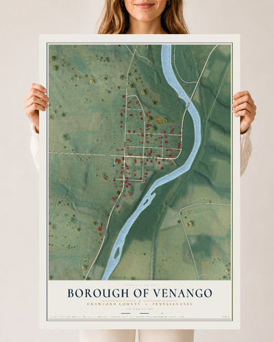Map of the Borough of Venango, Crawford County, Pennsylvania, 24 x 36 inch unframed archival matte print