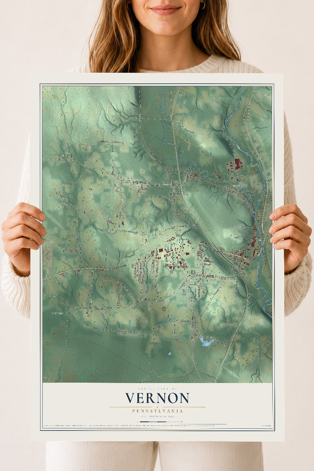 Map of Vernon, Pennsylvania, 18 x 24 inch unframed archival matte print