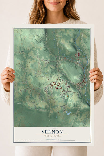 Map of Vernon, Pennsylvania, 18 x 24 inch unframed archival matte print