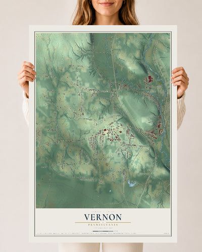 Map of Vernon, Pennsylvania, 24 x 36 inch unframed archival matte print