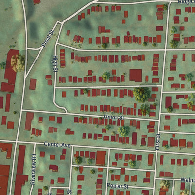 Close-up of the map of Verona, Pennsylvania print showing street and building detail