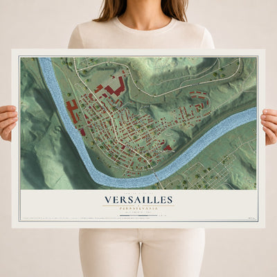Map of Versailles, Pennsylvania, 18 x 24 inch unframed archival matte print