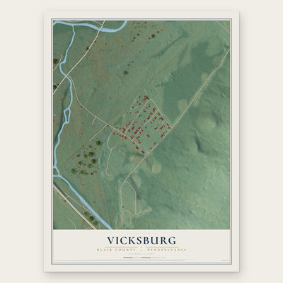 Vicksburg, Blair County, Pennsylvania map print, the full design
