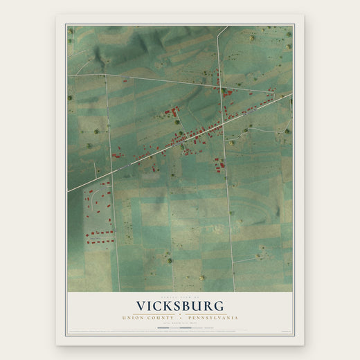 Vicksburg, Union County, Pennsylvania map print, the full design