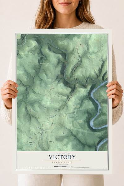Map of Victory, Pennsylvania, 18 x 24 inch unframed archival matte print