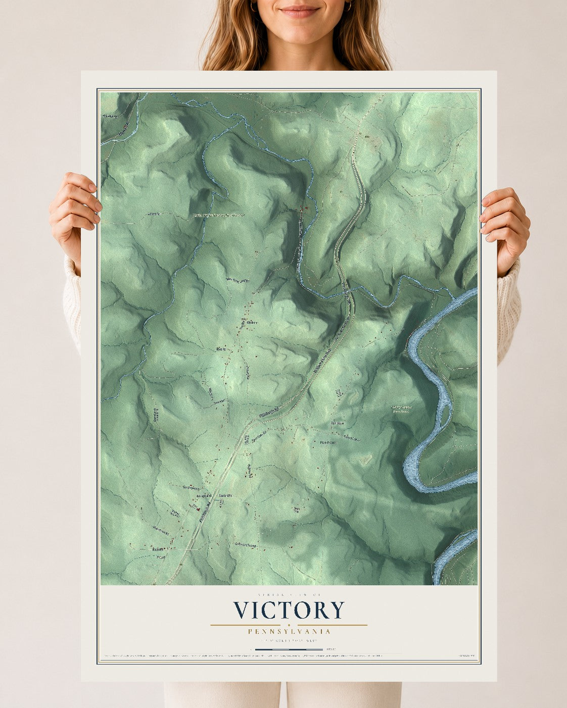 Map of Victory, Pennsylvania, 24 x 36 inch unframed archival matte print