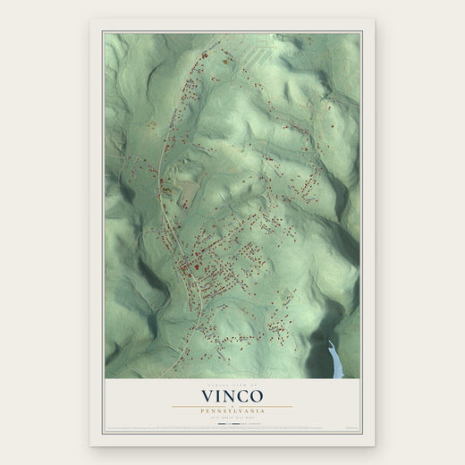 Vinco, Pennsylvania map print, the full design