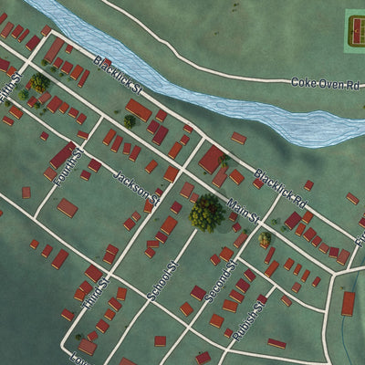 Close-up of the map of Vintondale, Pennsylvania print showing street and building detail