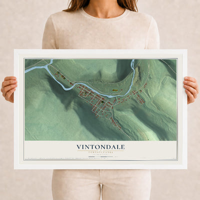 Map of Vintondale, Pennsylvania, 12 x 18 inch print in a white wood frame