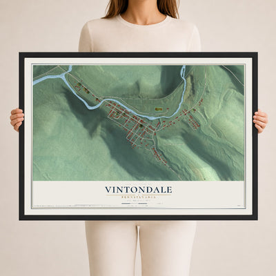 Map of Vintondale, Pennsylvania, 24 x 36 inch print in a black wood frame