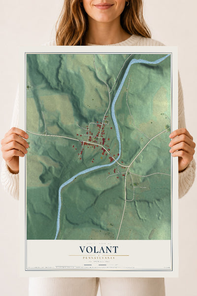 Map of Volant, Pennsylvania, 18 x 24 inch unframed archival matte print