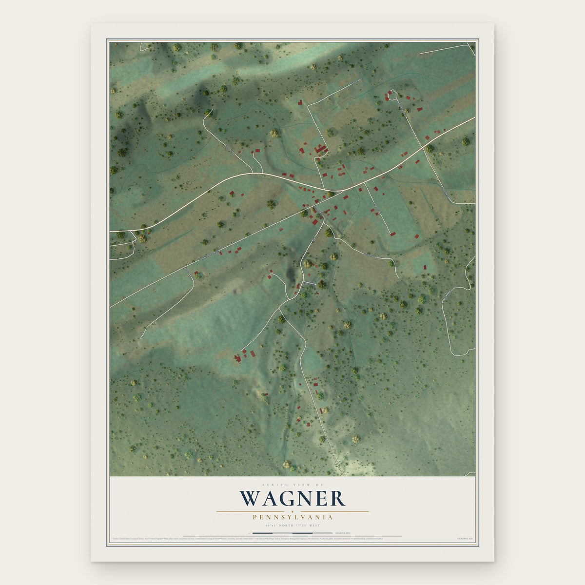 Wagner, Pennsylvania map print, the full design