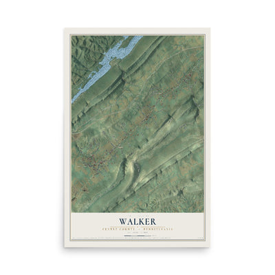 Map of Walker, Centre County, Pennsylvania, 12 x 18 inch unframed archival matte print