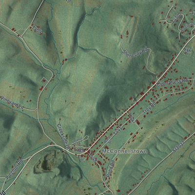 Second close-up of the map of Walker, Huntingdon County, Pennsylvania print showing more streets and buildings