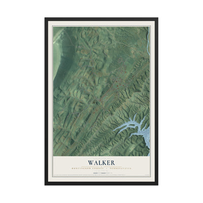 Map of Walker, Huntingdon County, Pennsylvania, 12 x 18 inch print in a black wood frame