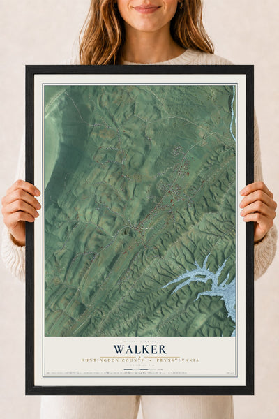 Map of Walker, Huntingdon County, Pennsylvania, 18 x 24 inch print in a black wood frame