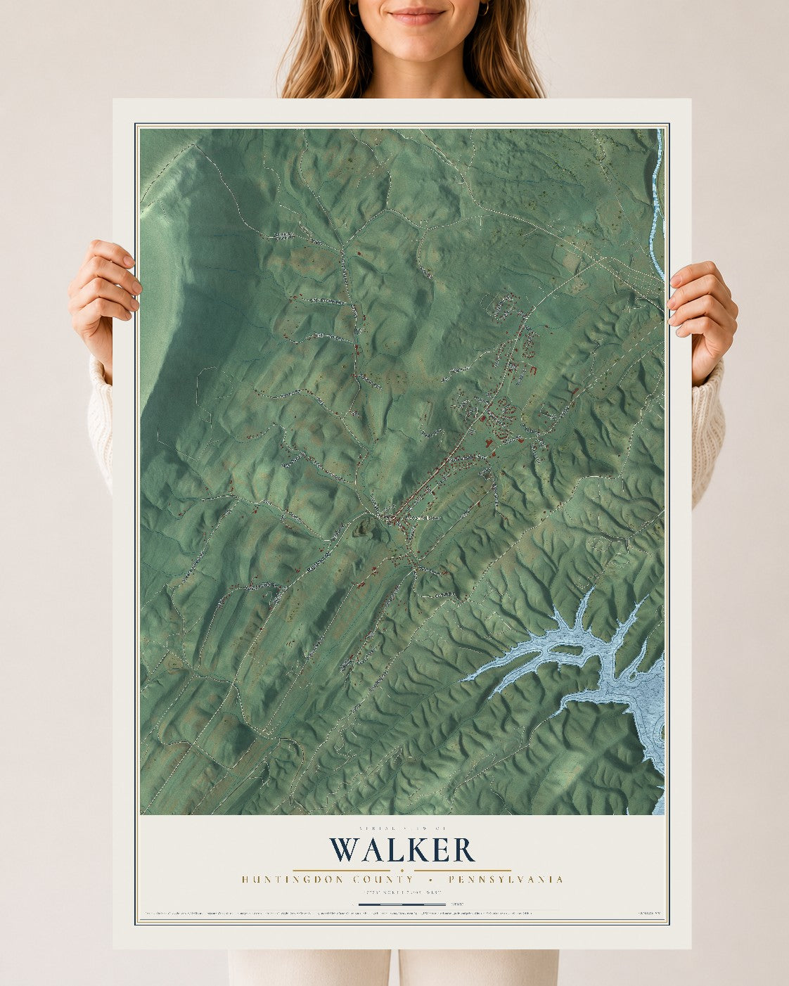 Map of Walker, Huntingdon County, Pennsylvania, 24 x 36 inch unframed archival matte print