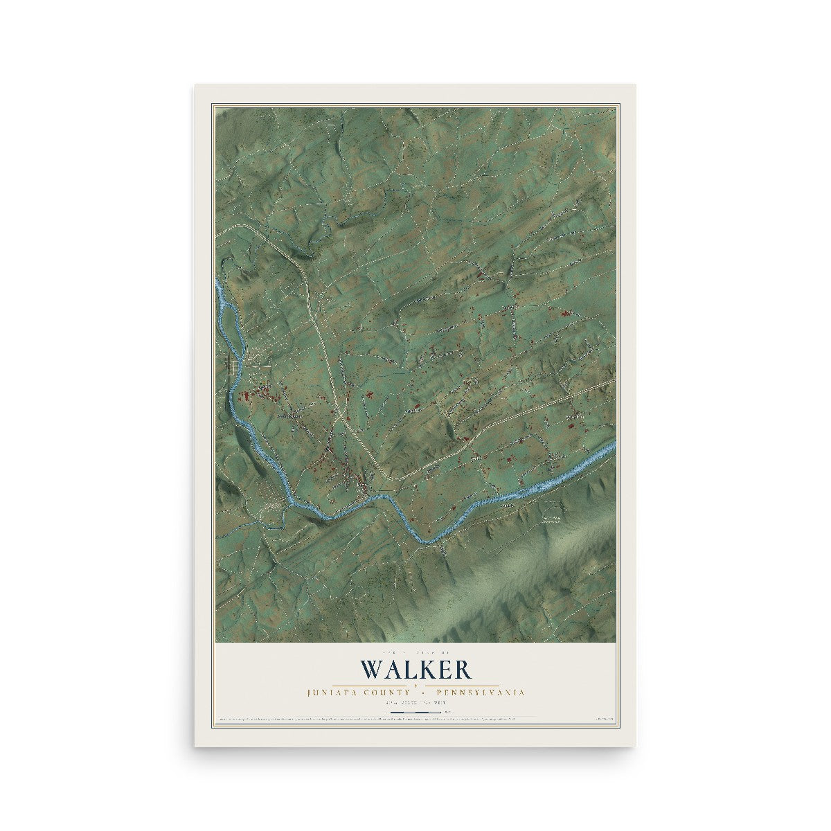 Map of Walker, Juniata County, Pennsylvania, 12 x 18 inch unframed archival matte print