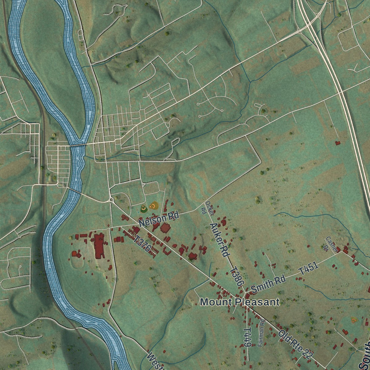 Close-up of the map of Walker, Juniata County, Pennsylvania print showing street and building detail