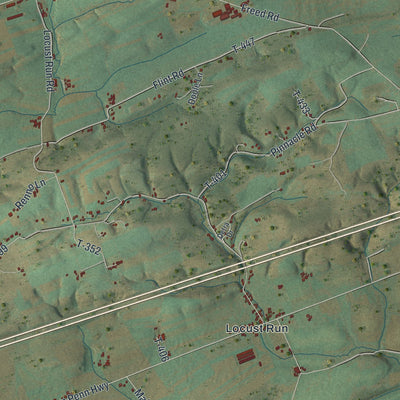 Second close-up of the map of Walker, Juniata County, Pennsylvania print showing more streets and buildings