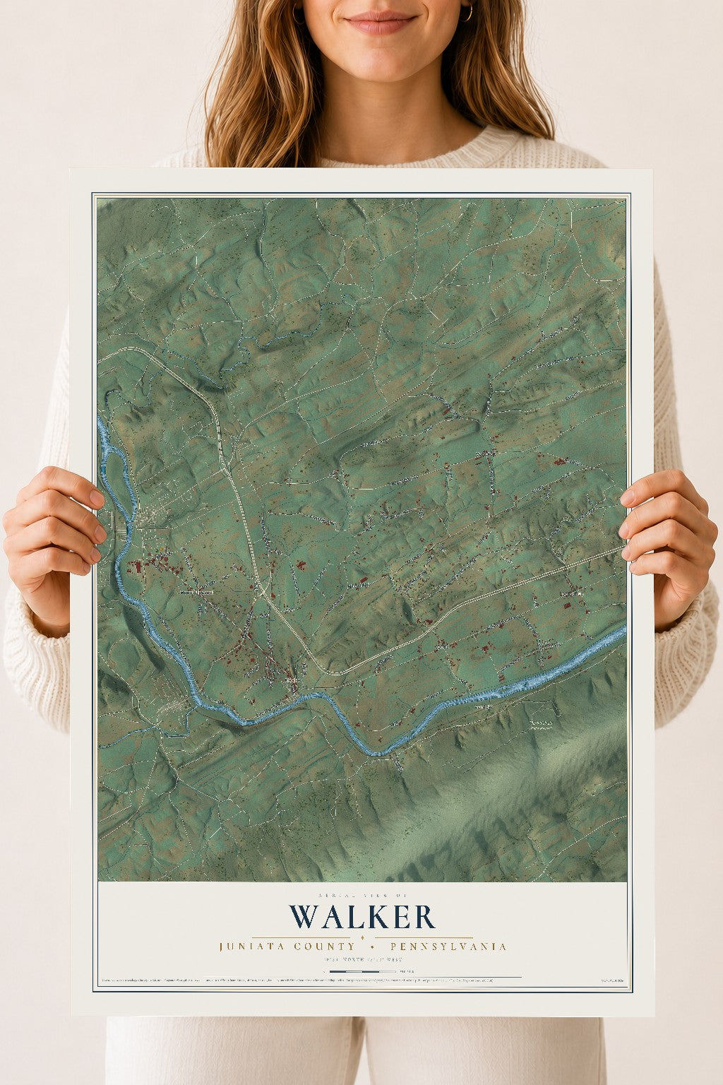 Map of Walker, Juniata County, Pennsylvania, 18 x 24 inch unframed archival matte print