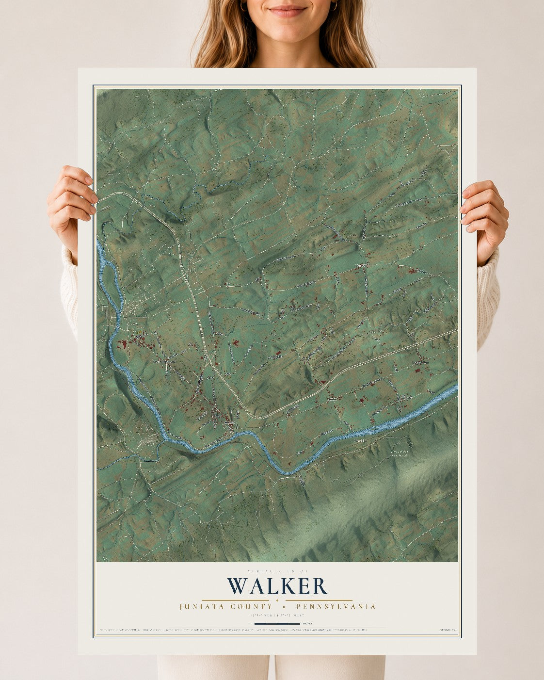 Map of Walker, Juniata County, Pennsylvania, 24 x 36 inch unframed archival matte print