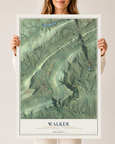 Map of Walker, Schuylkill County, Pennsylvania, 24 x 36 inch unframed archival matte print