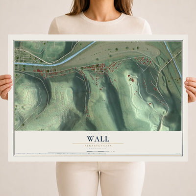 Map of Wall, Pennsylvania, 18 x 24 inch unframed archival matte print