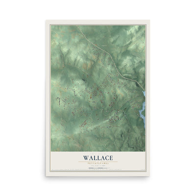 Map of Wallace, Pennsylvania, 12 x 18 inch unframed archival matte print